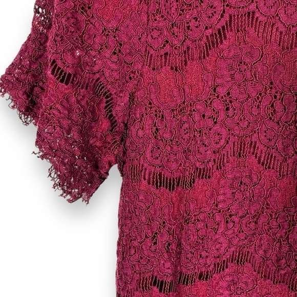 Lulu's Take Me to Brunch Lace Shift Mini Dress, Burgundy, Size Small - Picture 4 of 12